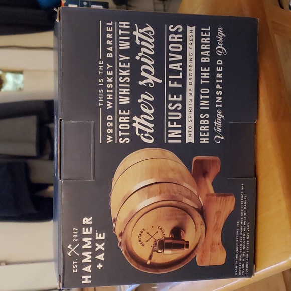 Hammer and Axe Whiskey Barrel Dispenser - Picture 2 of 3